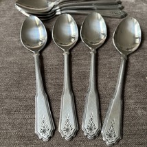 4 Rogers Co Norcrest Brentwood 6&quot; Teaspoons beaded floral burnished 2 Se... - £15.57 GBP