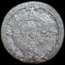 Aztec Maya Calendar sculpture 13" (silver finish) Replica Reproduction - $48.51