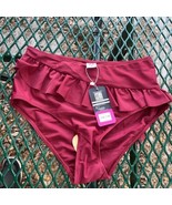 Shekini Ruffle Burgundy Bikini Style Bottom Size Medium New - £7.72 GBP