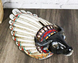 Tribal Southwest Black Buffalo With Indian Chief Headdress Piggy Money C... - £27.64 GBP
