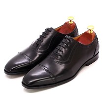 Classic Mens Dress Shoes Genuine Cowhide Leather Lace-up Cap Toe Brogue Oxford O - £111.81 GBP