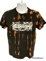 Superdry Mens Core Logo Grey Camo Stripe Tye Dye Crew Neck Print T-Shirt Black - £14.55 GBP