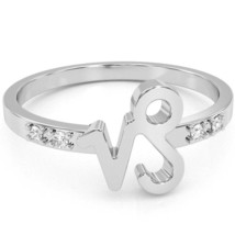 Capricorn Zodiac Sign Diamond Ring In Solid 14k White Gold - £200.73 GBP