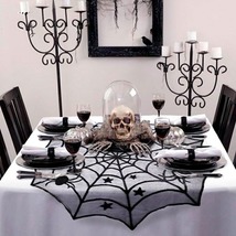 Table Cloth Halloween Party Decoration Lace Backdrop Spider Web Runner Halloween - £16.61 GBP
