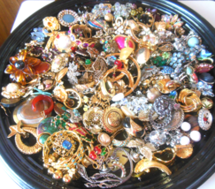 Vintage Single Earring Lot Colorful Rhinestones, Beads, Enamel, Some are... - $173.25