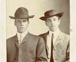 2 Men Wearing Interesting Hats Black and White Photo - $17.80