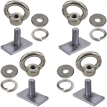 4 Heavy Duty Eye Bolt Tie Down Rings, M8 Eye Nuts, Stainless Steel, Track Mount - £27.76 GBP