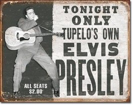 Elvis Presley Tupelo&#39;s Own King Of Rock Distressed Retro Vintage Metal Tin Sign - £17.39 GBP