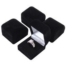 4 Black Velvet Flocked Ring Gift Boxes Jewelry Display 1 3/4&quot;  - £9.56 GBP