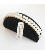 White Faux Pearl Double Strand Bracelet Silver Tone Fold Over Clasp 7.5 ... - £11.95 GBP