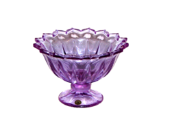 VTG. Indiana Glass Amethyst Hand Blown Cut Crystal Pedestal Compote Dish - £20.76 GBP