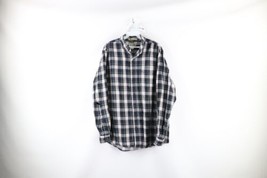 Vintage LL Bean Mens Size Medium Tall Faded Collared Button Shirt Flannel Plaid - £31.02 GBP