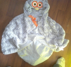 owl Hooded Cape Sz 2-3 girl Toddler Gray plush &amp; lined.  EUC - $7.91