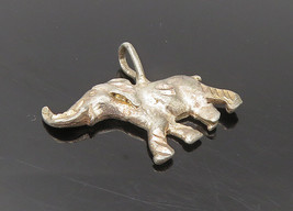 925 Sterling Silver - Vintage Petite Diamond Cut Elephant Drop Pendant - PT7548 - £22.75 GBP