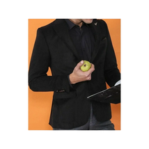 Men Wessi by J.Valintin Turkey Flannel Jacket Peak Lapel One Button 10-01 Black image 5