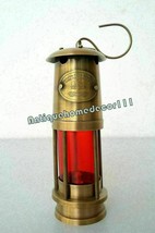Maritime Mining brass Ship Lantern 6&quot;Minor Oil RED Nautical Lamp Boat Light  - $50.10