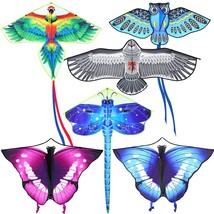 6 Pack Large Kite For Kids Age 4-8-12 Butterfly Kite Dragonfly Owl Parrot Eagle  - £60.09 GBP