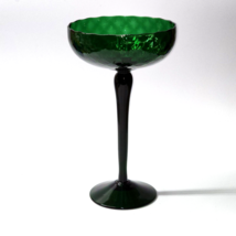 Vintage Empoli 10.25” Footed Compote - 6&quot; Bowl - Forest Green 3D Cube Pattern - £22.17 GBP