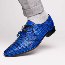 Men's Shoes genuine caiman crocodile dress derby Lacio Electric Blue image 10