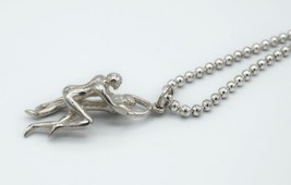 .925 Sterling Silver Loving Couple Erotic Pendant with 27 inch Silver Bead Chain - £165.07 GBP