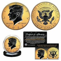 24K Gold 2-Sided 2022 Jfk Half Dollar Coin Black Ruthenium - Philadelphia Mint - £14.67 GBP