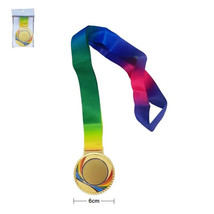 Medal Blank for Sports Clubs Gold print or engravement with multi color Ribbon - £6.39 GBP