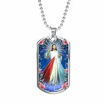 Express Your Love Gifts Divine Mercy Catholic Prayer to Jesus Necklace Engraved  - £56.22 GBP