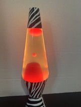 Lava Lamp 14&quot; Zebra Hot Pink Motion And Glitter Model #2XXX WORKS - £51.68 GBP