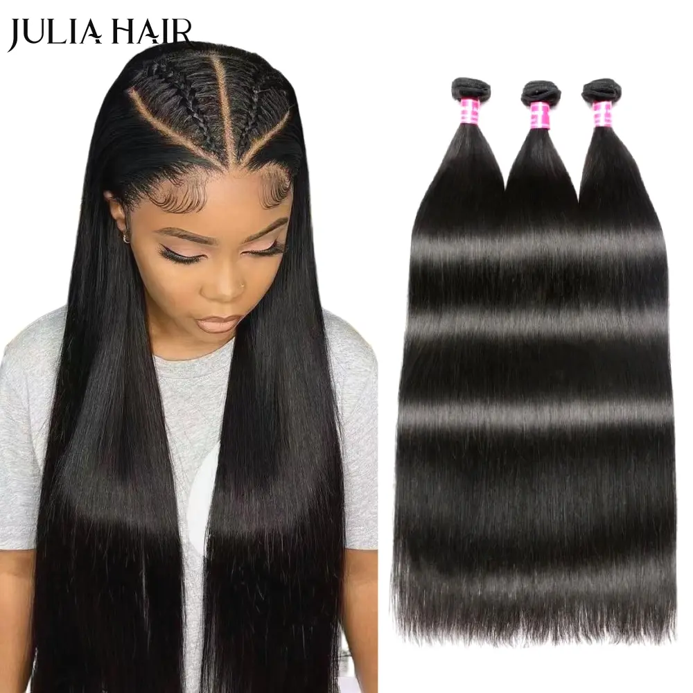 Julia Hair 30 Inch Brazilian Bone Straight Hair Bundles 100% Human Hair Weave - £46.74 GBP+