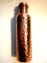 Pure Copper yoga Handmade Diamond Hammered Design Leak Proof Bottle 1 Liter - £21.30 GBP