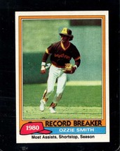 1981 Topps #207 Ozzie Smith Nmmt Padres Rb Hof Nicely Centered *X100861 - £7.04 GBP