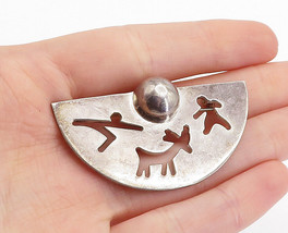 MEXICO 925 Sterling Silver - Vintage Cutout Reindeer Dome Brooch Pin - BP2392 - £47.65 GBP