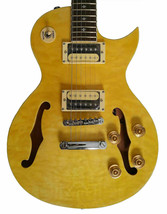 Fishbone Blues Man F35-LP-FH Spalted Maple Yellow Burst F Holes Semi Hol... - $249.00