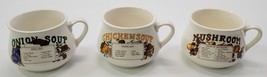 *N) Vintage Lot of 3 Soup Recipe Bowl Oversized Mugs Onion Chicken Mushroom - $14.84