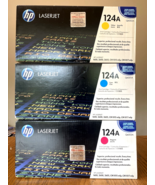 3 Genuine HP 124A Ink Toner Cartridge New (Yellow) (Magenta) (Cyan) Factory Seal - $99.00