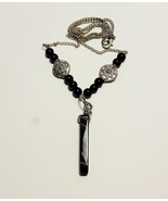 Vintage Costume Handmade Necklace Polished Stone 11&quot; B65 - $29.47 CAD