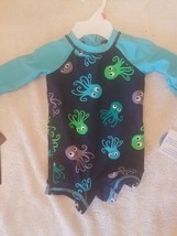 Wave Zone Rashguard Swimsuit Size 0-3 Months Blue Octopus UPF 50 UV Prot... - $15.72