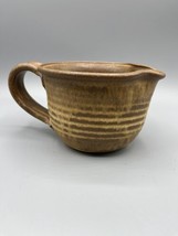 Vintage Small Pitcher Brown Hand Thrown Glazed Handle Flawed Paint - £9.56 GBP