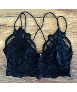 Free People FP One Adella Lace Elastic Black Bralette Women&#39;s XS Floral EUC - $37.99 CAD
