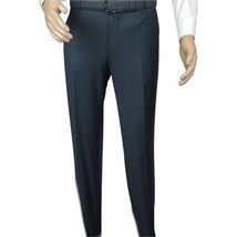 Men's MONO Turkey Slacks 100% Wool Plain Front Regular Fit 2501-17 D. Teal image 5