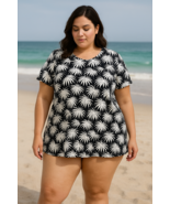 Swimsuits For All Women’s Swim Top Black White Palm Print Tankini Creora... - €23,25 EUR