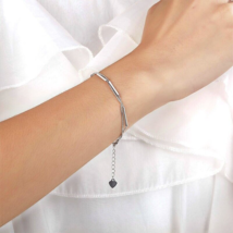 925 Sterling Silver Bar Adjustable Chain Spring-ring Women Bridesmaid Bracelet - £61.35 GBP