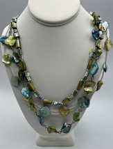 Jewelry Necklace Mother of Pearl Multi-Colored Geometric Shapes 3 Strands 18 ins - £13.63 GBP