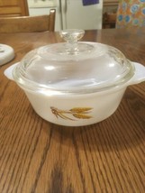 VTG 1 Pt Fire King Golden Wheat Round Casserole with Lid VERY NICE - £7.63 GBP