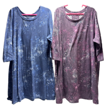 Sonoma Dress Women Plus Size 3X Set of 2 Purple Blue Floral Soft Comfortable - £30.38 GBP