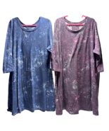 Sonoma Dress Women Plus Size 3X Set of 2 Purple Blue Floral Soft Comfort... - £29.83 GBP