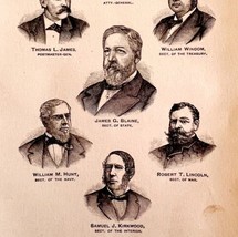 President James Garfield Cabinet 1881 Blaine Wood Engraving Victorian DWFF7 - $39.99