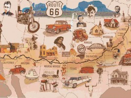 Counted cross stitch pattern american route 66  pdf 350x262 stitches BN1913 - $3.99