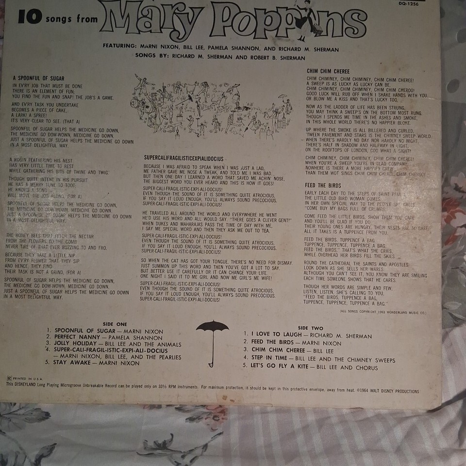 10 Songs From Walt Disney’s Mary Poppins 1964 Disneyland Records DQ-1256 Item image 6