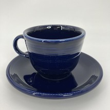 Fiestaware Coffee Tea Cup and Saucer Set Cobalt Blue Homer Laughlin 2013 - £9.10 GBP